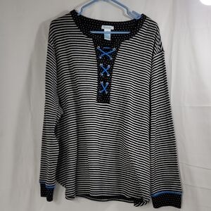 DD Lifestyle Chic Striped Bodysuit with Blue Details